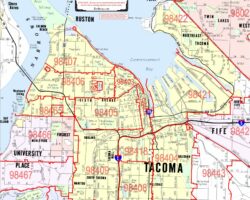Tacoma WA Arterial ZIP Code Map Arterial ZIP Code (ZCTA) Map of Tacoma, Washington from Kroll Map Company